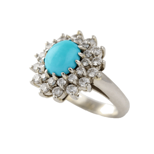 Custom Designed Sleeping Beauty Turquoise and Diamonds - Kortz Originals